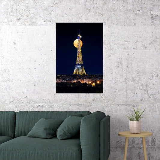 Paris Eiffel Landscape Night France Vintage Poster Wall Art Print Home Wall Decor - xonomax