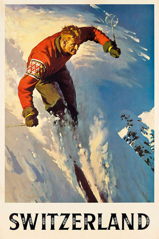 Switzerland Skiing Sport Travel Poster Wall Art Print Home Wall Decor - xonomax