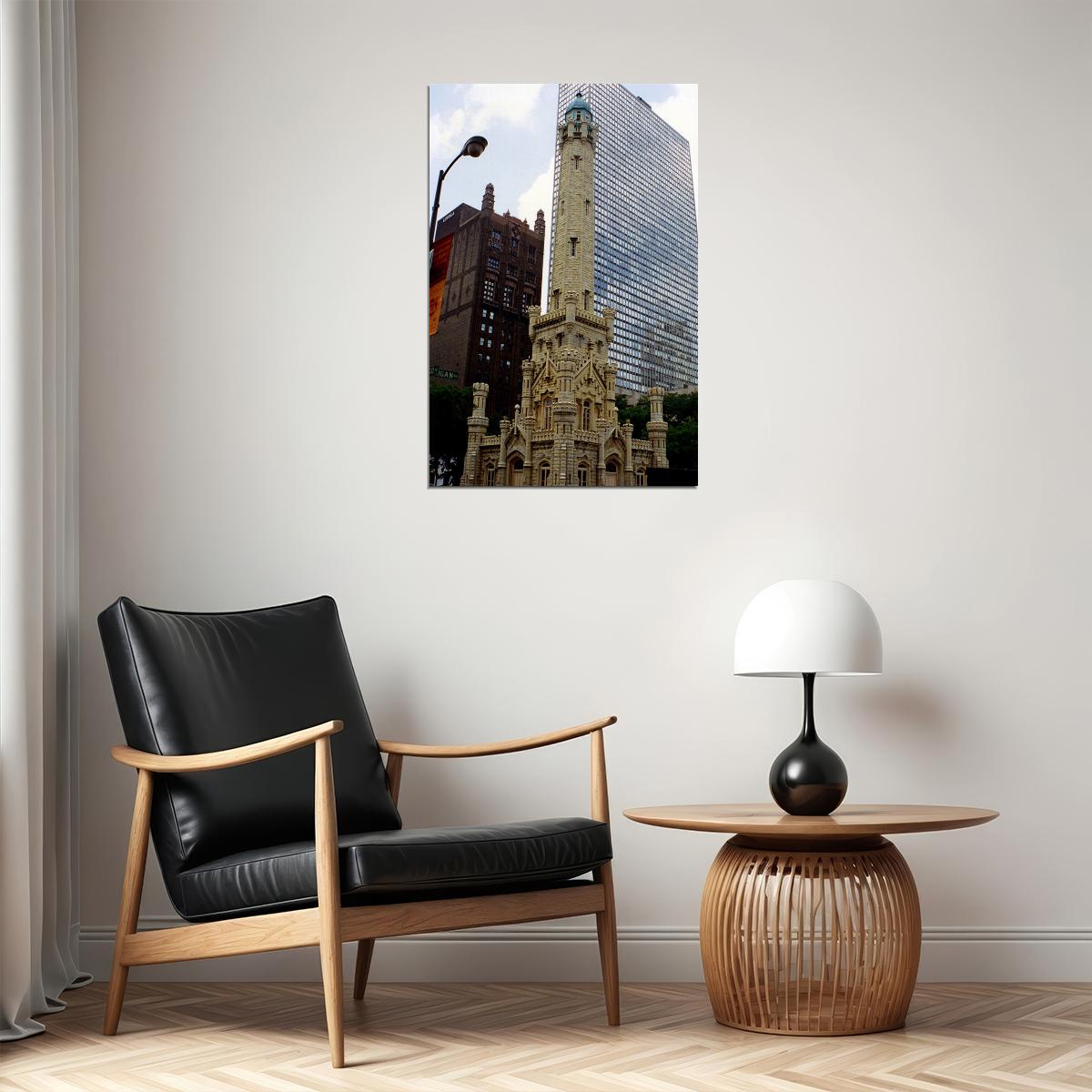 Chicago Water Tower Historical Building Poster Wall Art Print Home Wall Decor - xonomax