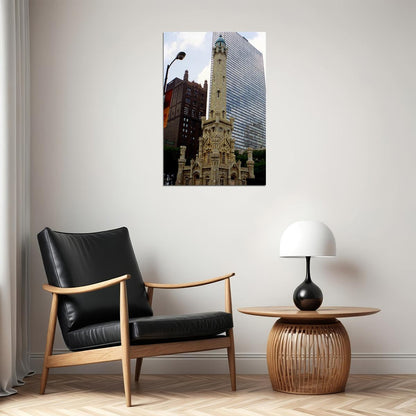 Chicago Water Tower Historical Building Poster Wall Art Print Home Wall Decor - xonomax