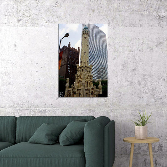 Chicago Water Tower Historical Building Poster Wall Art Print Home Wall Decor - xonomax
