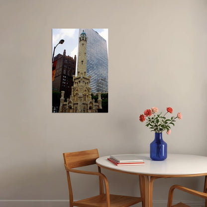 Chicago Water Tower Historical Building Poster Wall Art Print Home Wall Decor - xonomax