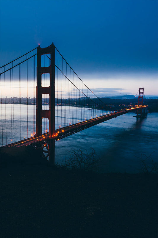 San Francisco Golden Gate Bridge At Night Landscape Poster Wall Art Print Home Wall Decor