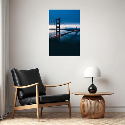 San Francisco Golden Gate Bridge At Night Landscape Poster Wall Art Print Home Wall Decor - xonomax