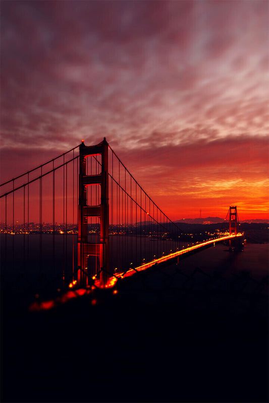 San Francisco Golden Gate Bridge At Night Travel Poster Wall Art Print Home Wall Decor
