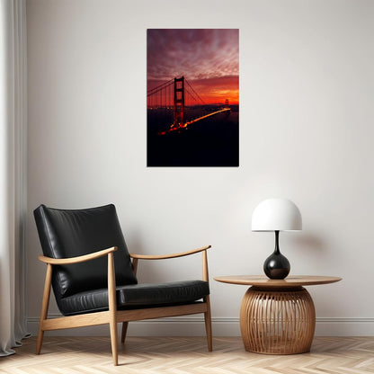 San Francisco Golden Gate Bridge At Night Travel Poster Wall Art Print Home Wall Decor