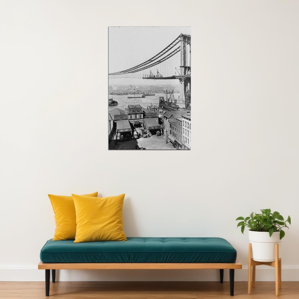 Manhatten Bridge Travel Landscape Poster Wall Art Print Home Wall Decor - xonomax