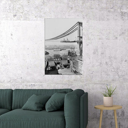 Manhatten Bridge Travel Landscape Poster Wall Art Print Home Wall Decor - xonomax