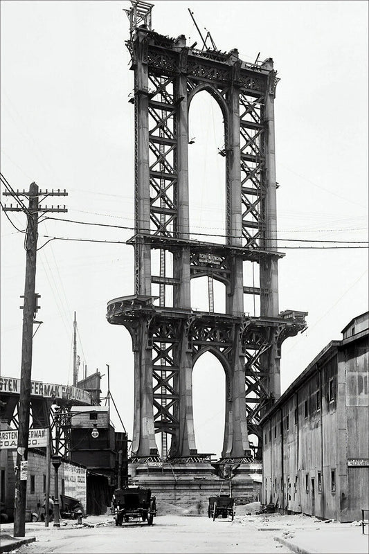 Manhatten Bridge Vintage Black And White 1937 Poster Wall Art Print Home Wall Decor - xonomax