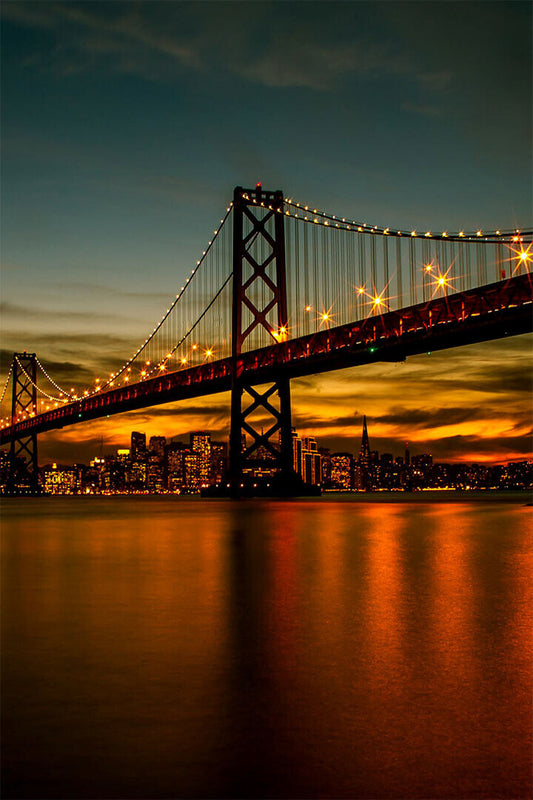 San Francisco Bay Bridge At Night Cityscape Poster Wall Art Print Home Wall Decor