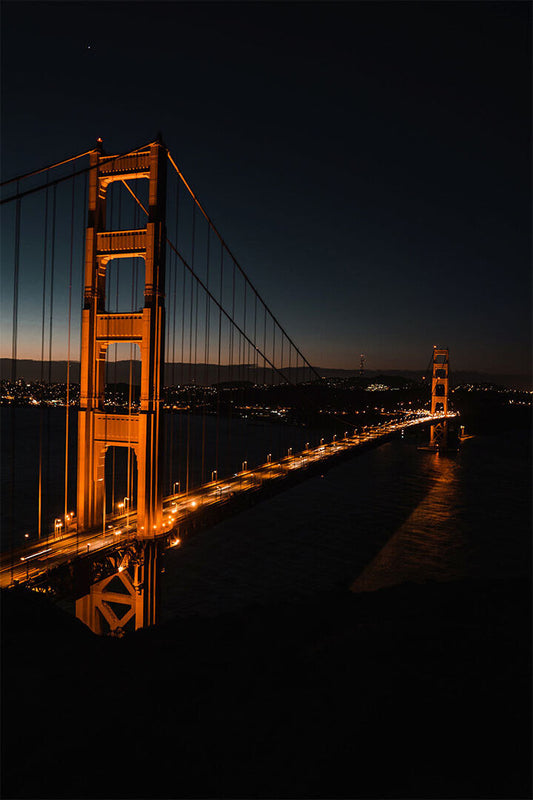 San Francisco Bay Bridge At Night Cityscape Poster Wall Art Print Home Wall Decor