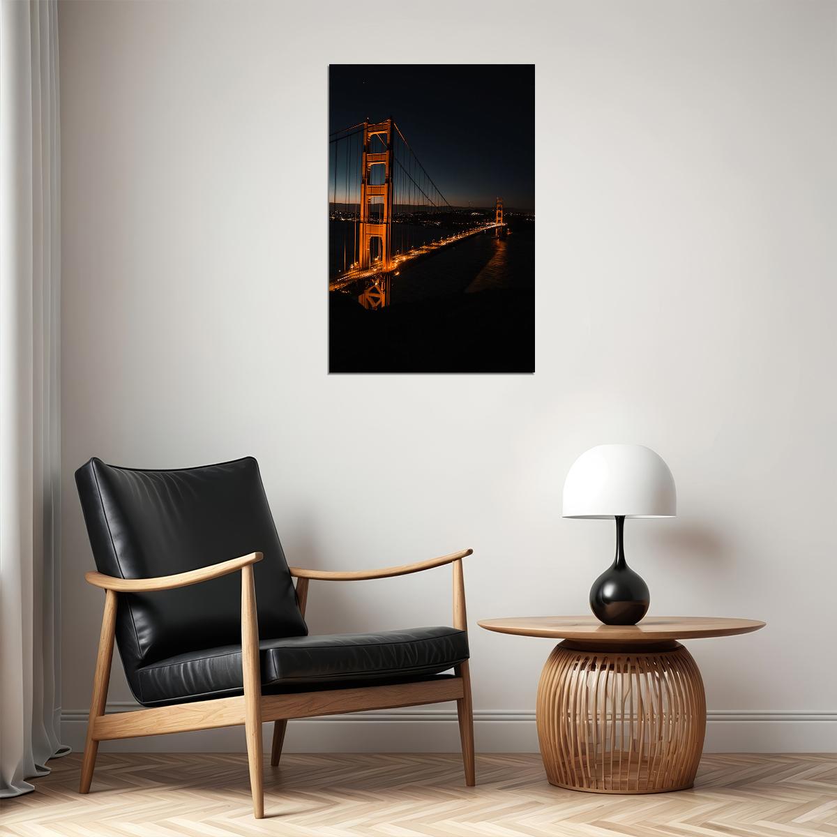 San Francisco Bay Bridge At Night Cityscape Poster Wall Art Print Home Wall Decor