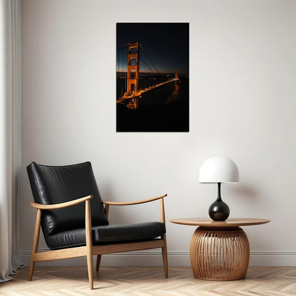 San Francisco Bay Bridge At Night Cityscape Poster Wall Art Print Home Wall Decor