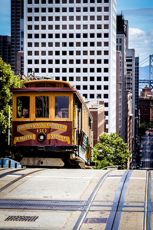 San Francisco With Trolley Car Cityscape People Poster Wall Art Print Home Wall Decor
