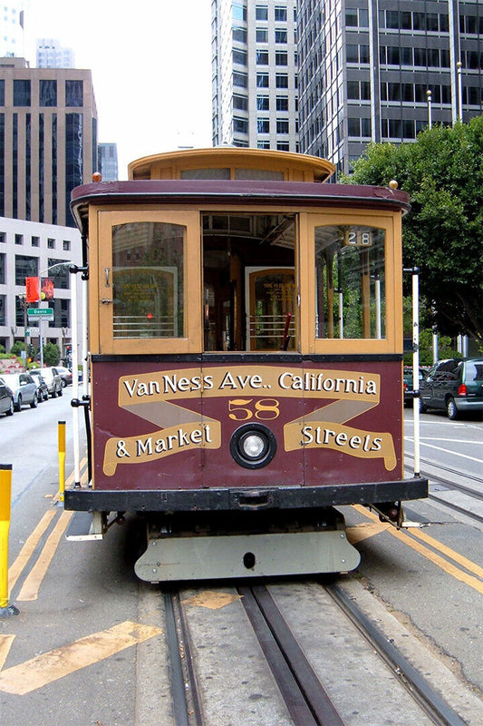 San Francisco With Trolley Car Landscape Travel Poster Wall Art Print Home Wall Decor