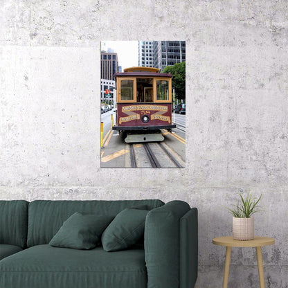 San Francisco With Trolley Car Landscape Travel Poster Wall Art Print Home Wall Decor