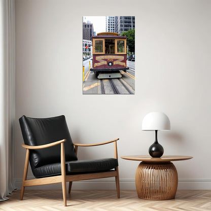 San Francisco With Trolley Car Landscape Travel Poster Wall Art Print Home Wall Decor