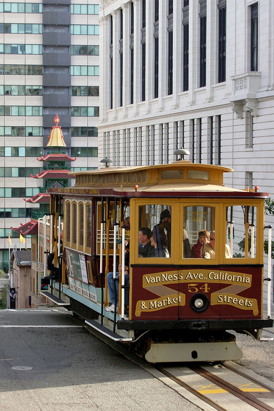 San Francisco With Trolley Car Travel Cityscape Poster Wall Art Print Home Wall Decor