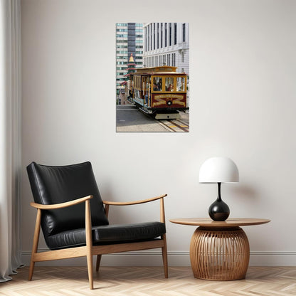 San Francisco With Trolley Car Travel Cityscape Poster Wall Art Print Home Wall Decor