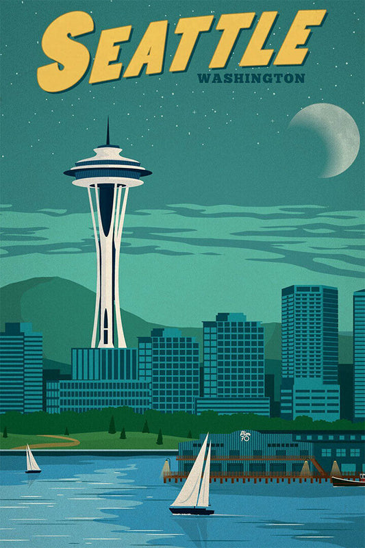 City Of Seattle 1923 Landscape Travel Sky Poster Wall Art Print Home Wall Decor - xonomax