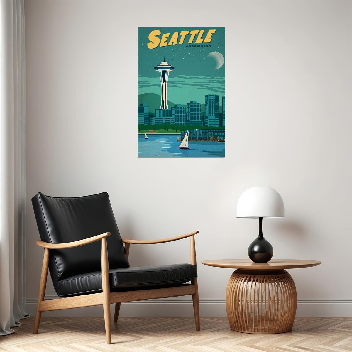 City Of Seattle 1923 Landscape Travel Sky Poster Wall Art Print Home Wall Decor - xonomax