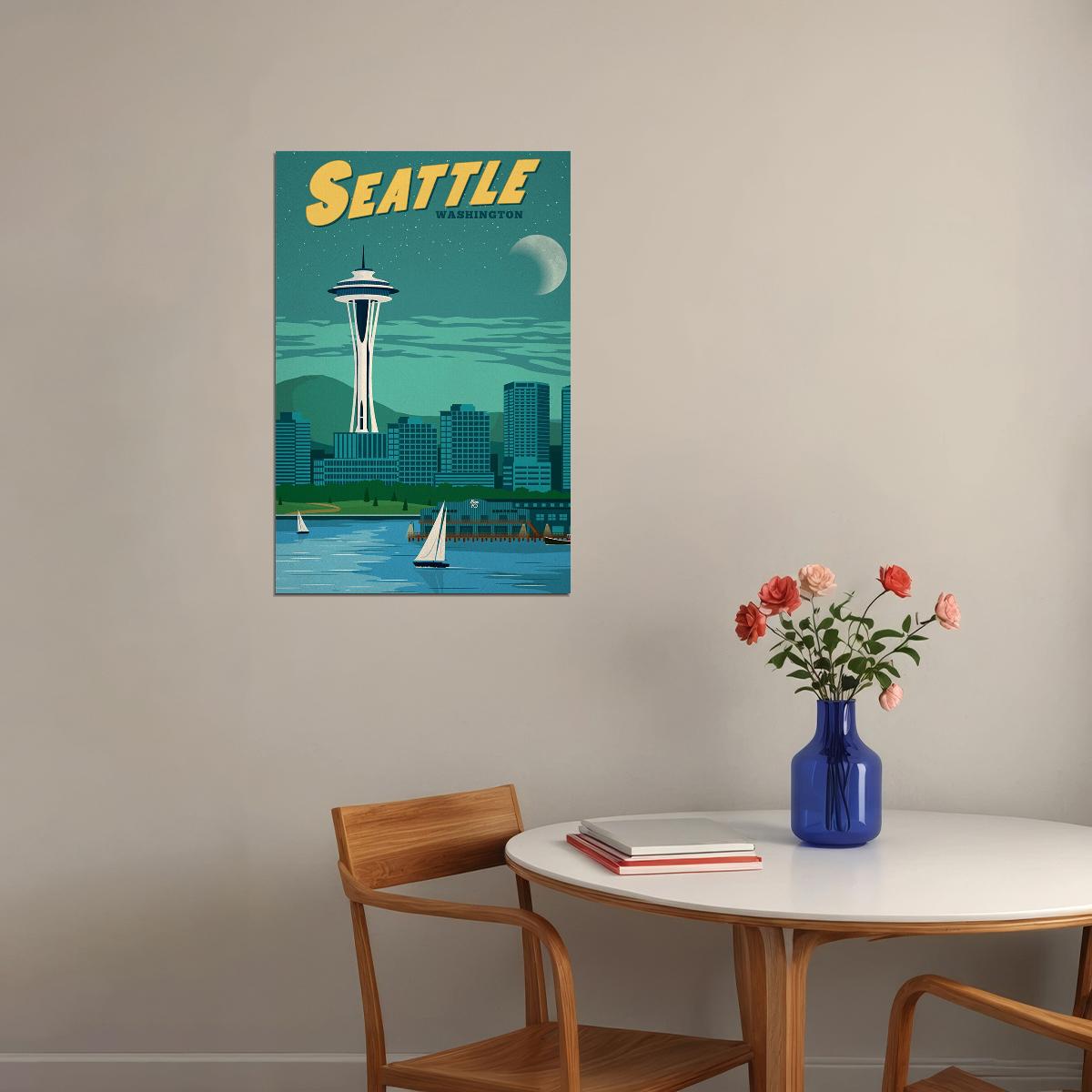 City Of Seattle 1923 Landscape Travel Sky Poster Wall Art Print Home Wall Decor - xonomax