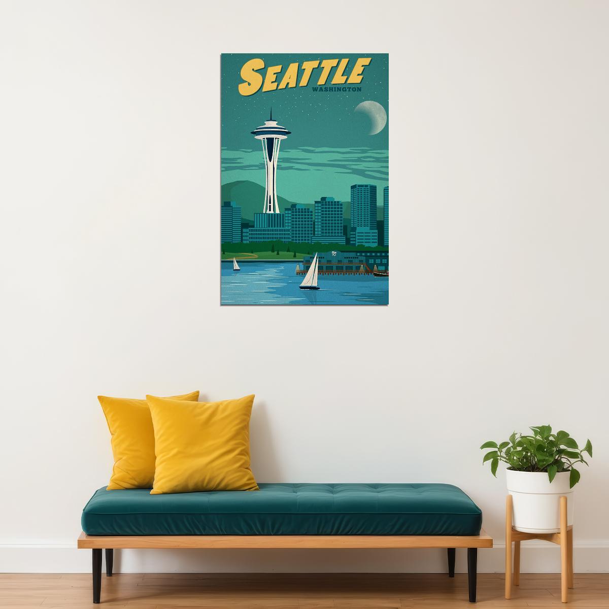 City Of Seattle 1923 Landscape Travel Sky Poster Wall Art Print Home Wall Decor - xonomax