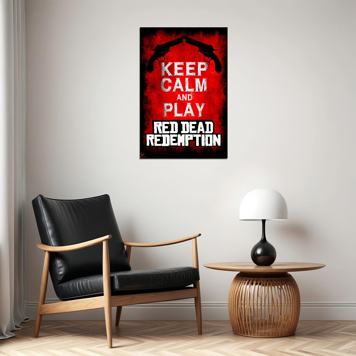 Keep Calm And Play Red Dead Redemption Action Poster Wall Art Print Home Wall Decor - xonomax