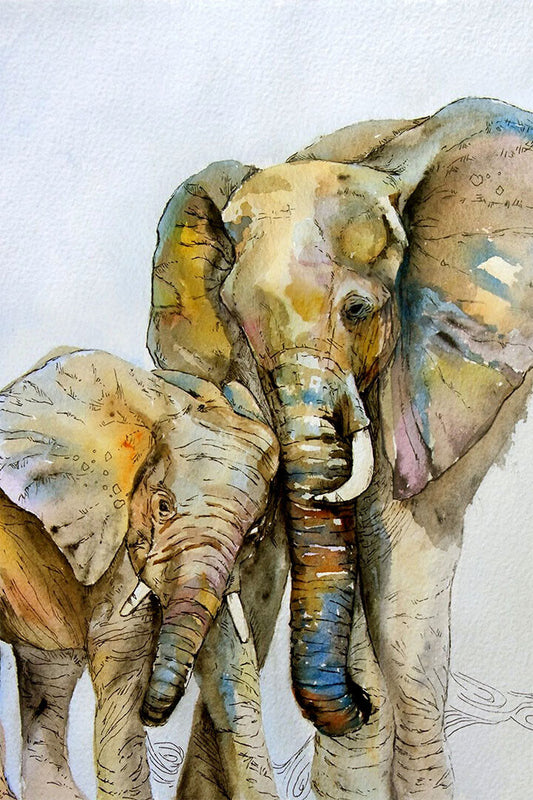 Mother Elephant And Baby Animal Illustration Poster Wall Art Print Home Wall Decor - xonomax
