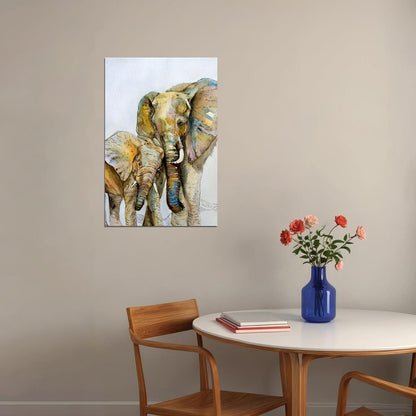 Mother Elephant And Baby Animal Illustration Poster Wall Art Print Home Wall Decor - xonomax