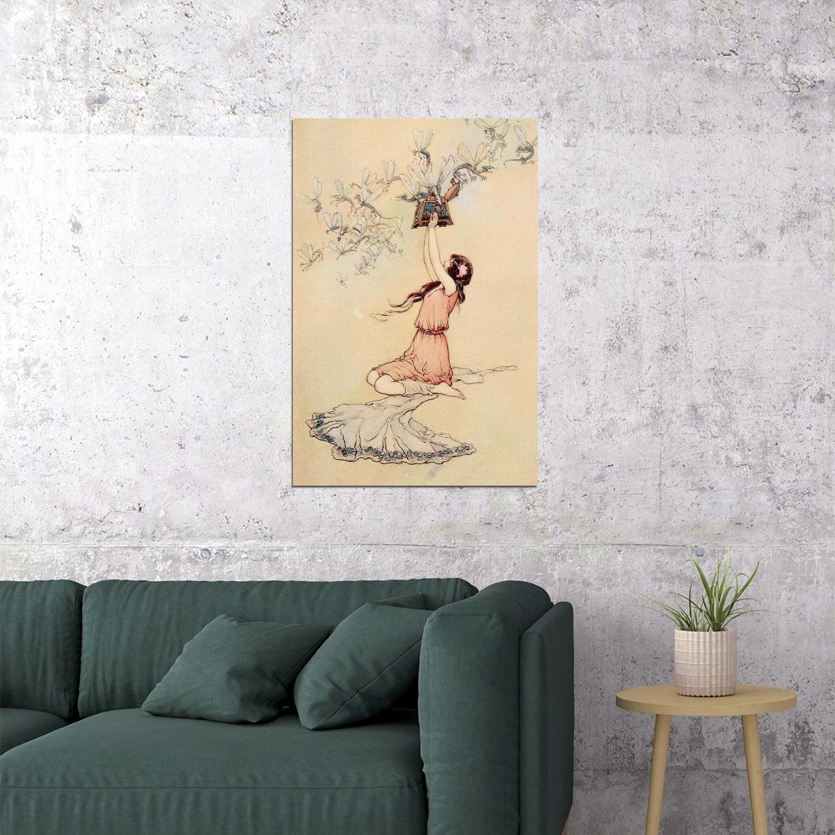 Pandora's Box Illustration Fairies Evil Spirits Poster Wall Art Print Home Wall Decor - xonomax
