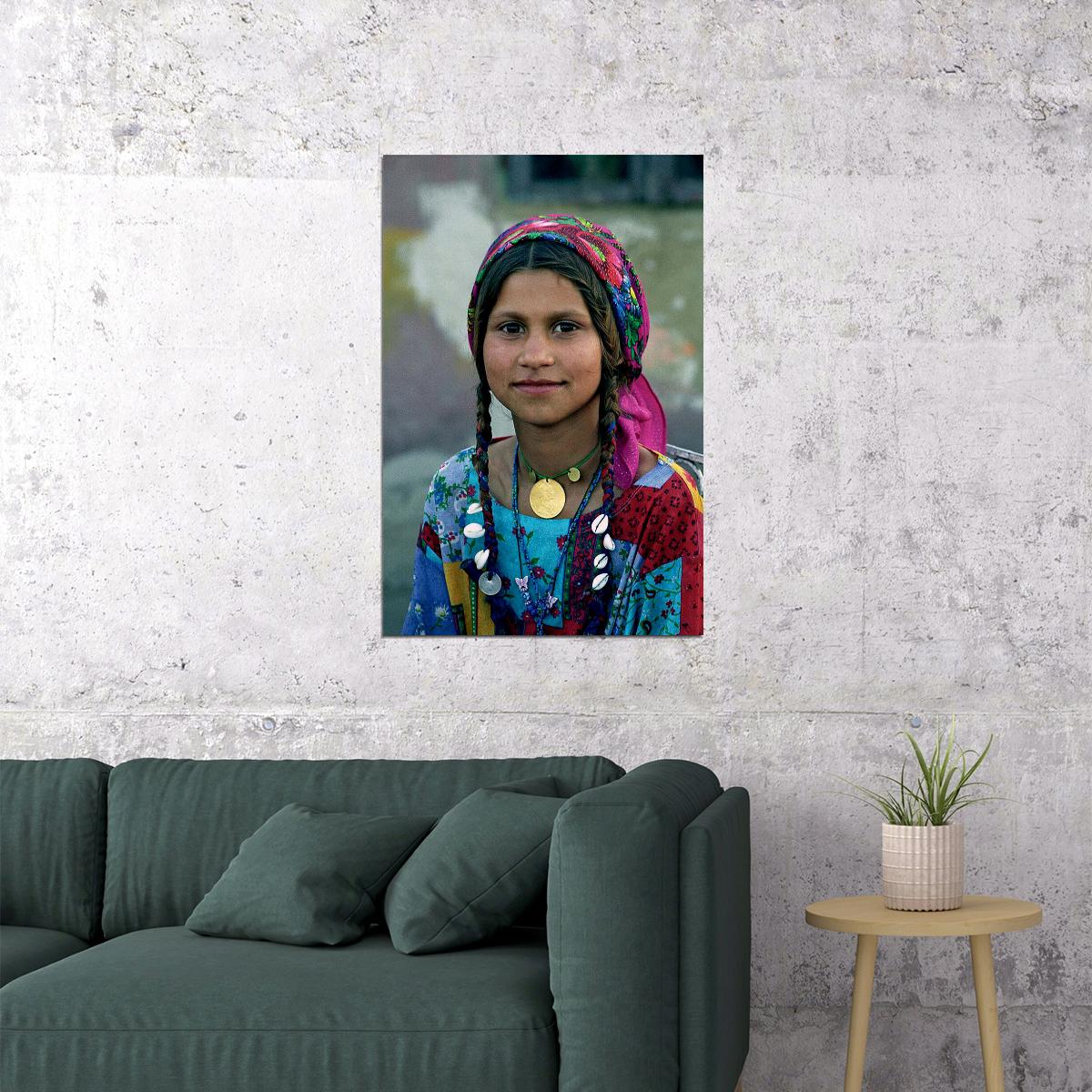 Gypsy Child Smiling Peasant Girl Panting Poster Wall Art Print Home Wall Decor - xonomax
