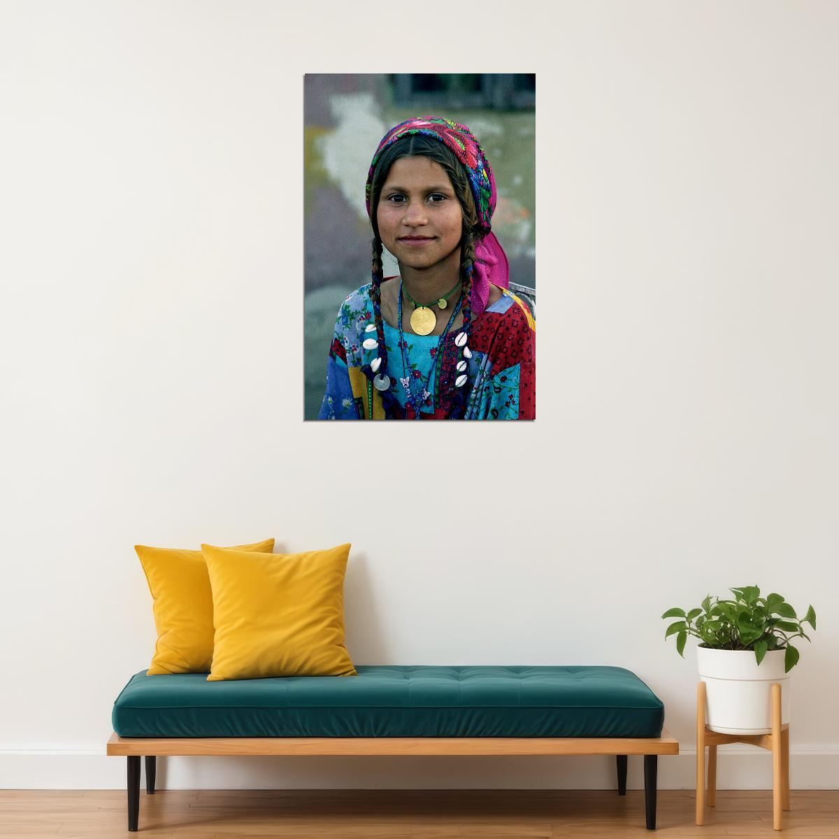 Gypsy Child Smiling Peasant Girl Panting Poster Wall Art Print Home Wall Decor - xonomax
