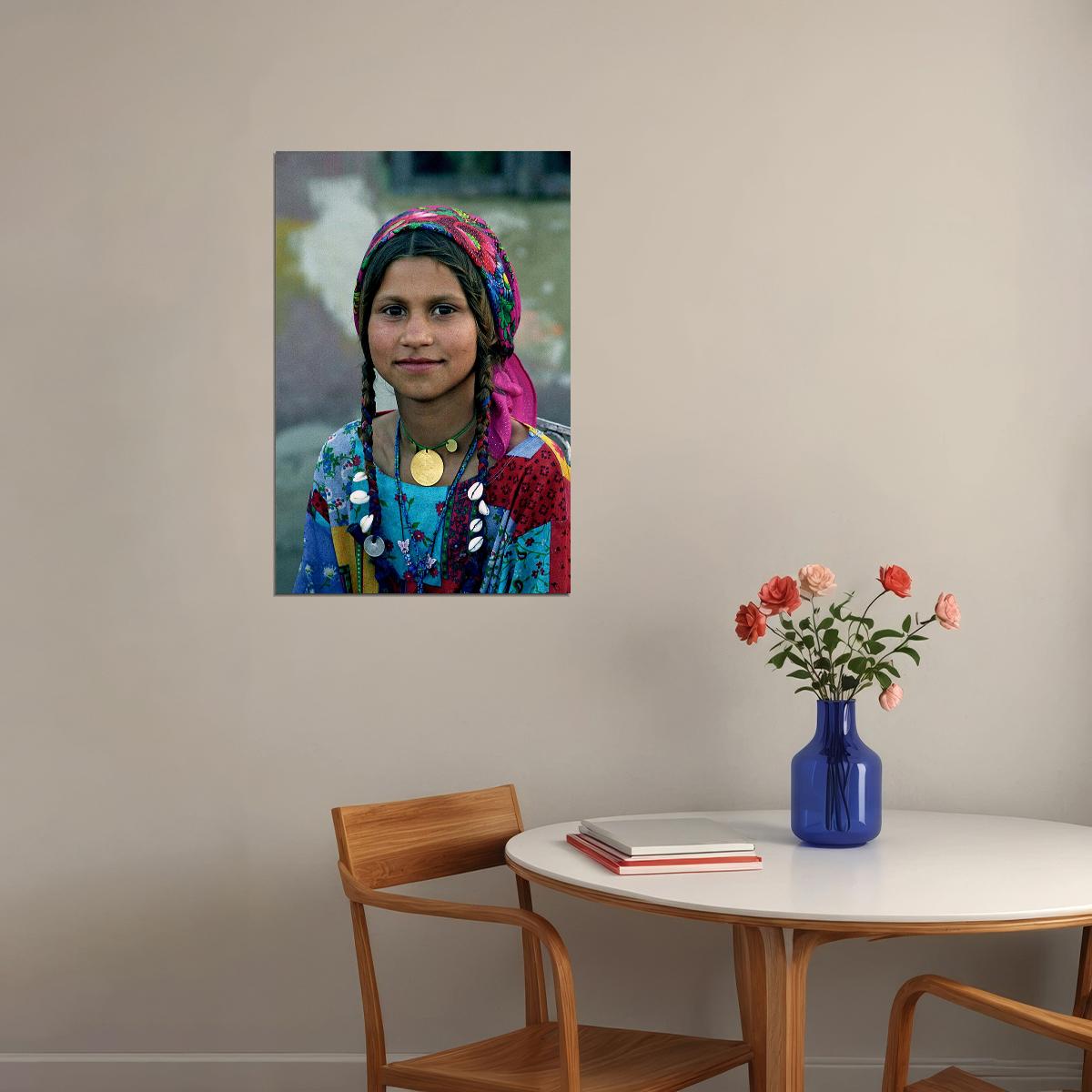 Gypsy Child Smiling Peasant Girl Panting Poster Wall Art Print Home Wall Decor - xonomax