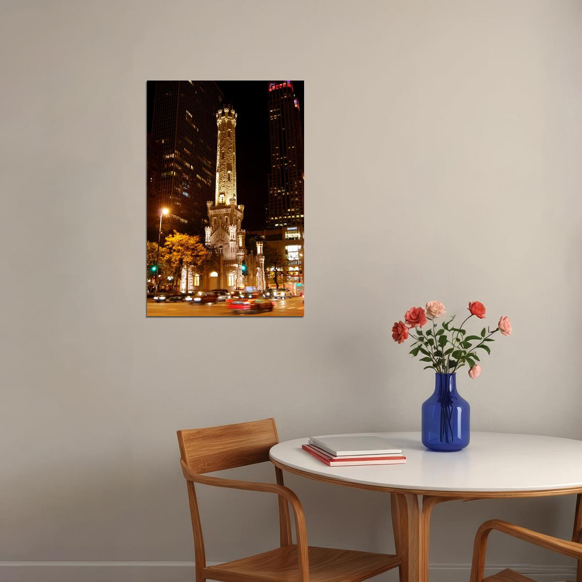 Chicago Water Tower Historical Building Poster Wall Art Print Home Wall Decor - xonomax