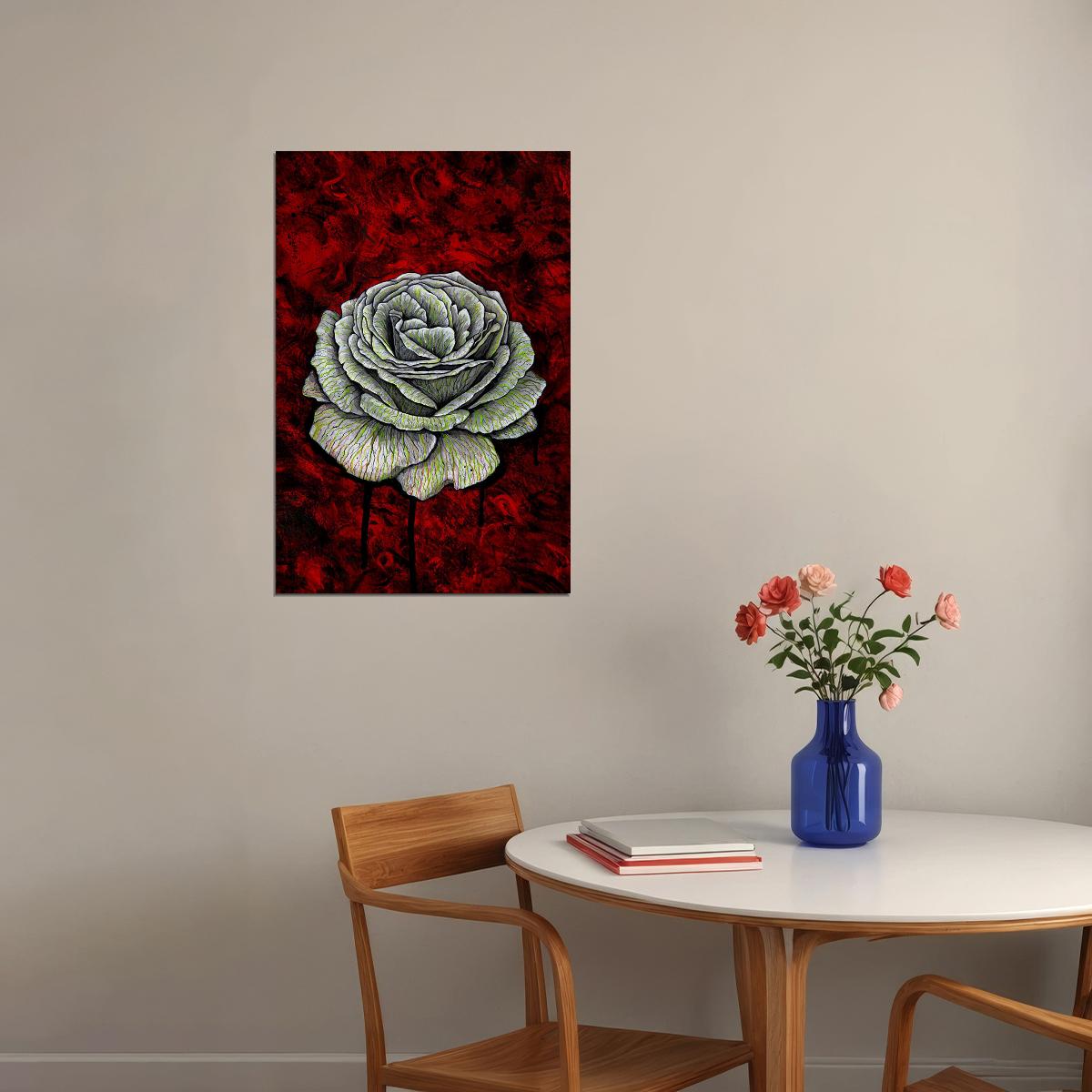 Rose Colorful Flowering Plant Drawing Picture Poster Wall Art Print Home Wall Decor