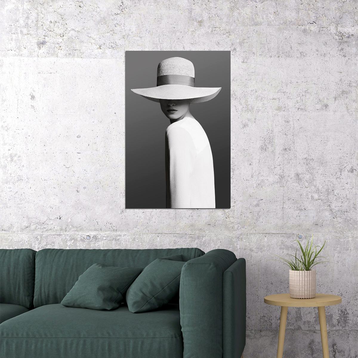 Woman In A White Hat Fashion Mystery Poster Wall Art Print Home Wall Decor - xonomax