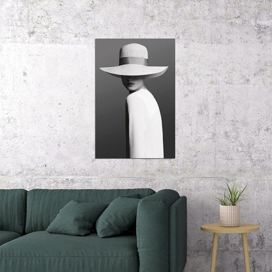 Woman In A White Hat Fashion Mystery Poster Wall Art Print Home Wall Decor - xonomax