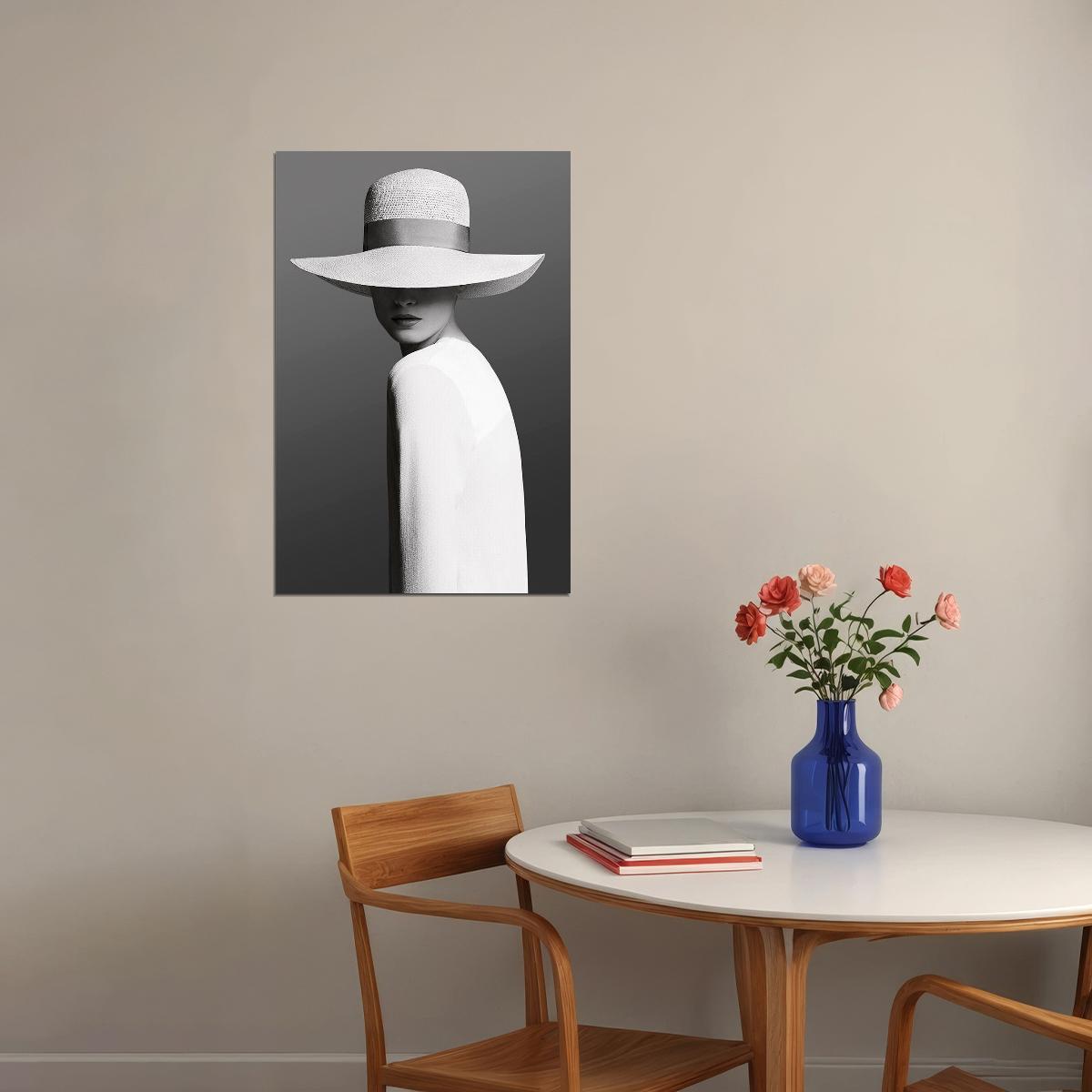 Woman In A White Hat Fashion Mystery Poster Wall Art Print Home Wall Decor - xonomax