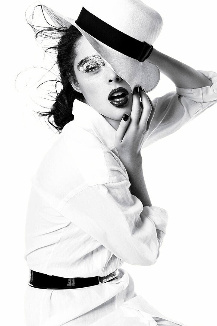 Woman In A White Hat Fashion Poster Wall Art Print Home Wall Decor - xonomax
