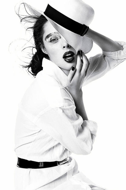 Woman In A White Hat Fashion Poster Wall Art Print Home Wall Decor - xonomax