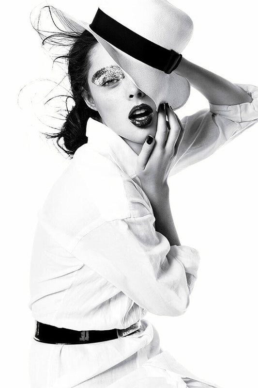 Woman In A White Hat Fashion Poster Wall Art Print Home Wall Decor - xonomax