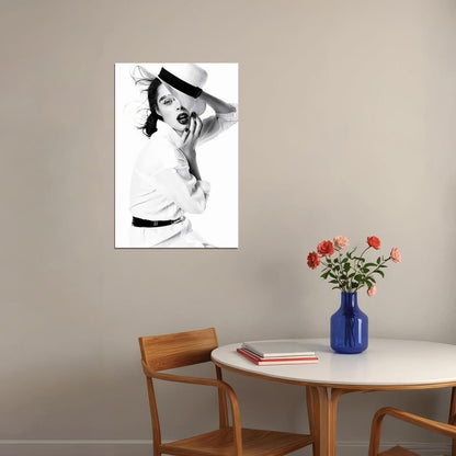 Woman In A White Hat Fashion Poster Wall Art Print Home Wall Decor - xonomax