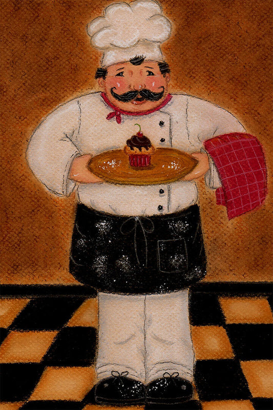 French Cook Kitchen Fat Chef Dancing Poster Wall Art Print Home Wall Decor - xonomax