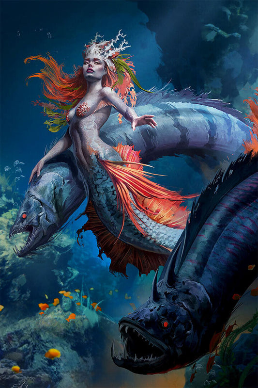 Mermaid In The Sea Girl Design Poster Wall Art Print Home Wall Decor - xonomax