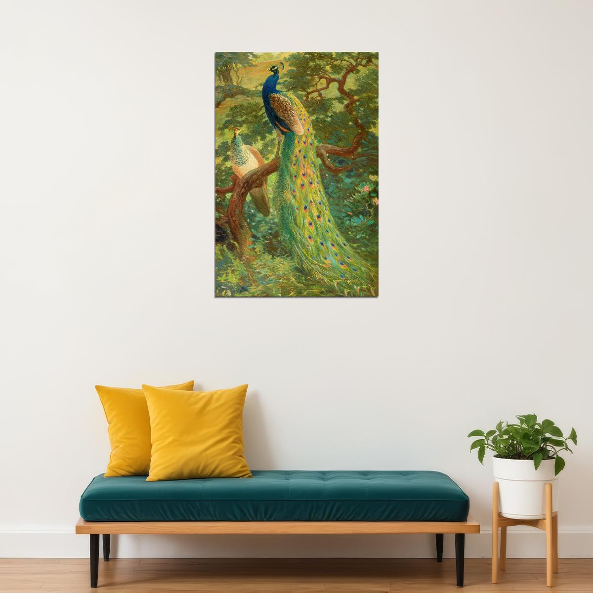 Peacocks Colorful Feathered Bird Poster Wall Art Print Home Wall Decor - xonomax