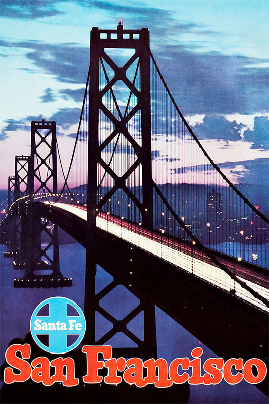San Francisco Bridge Landscape Vintage Travel Poster Wall Art Print Home Wall Decor