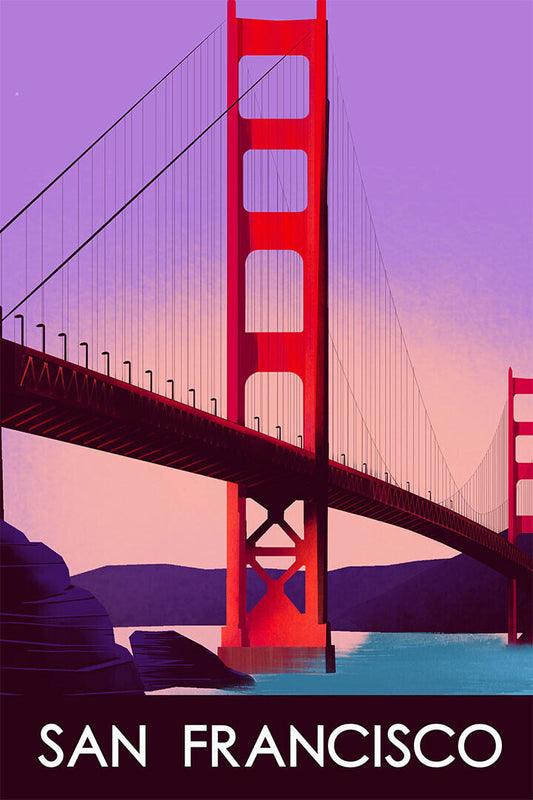 San Francisco Bridge Vintage Travel Poster Wall Art Print Home Wall Decor