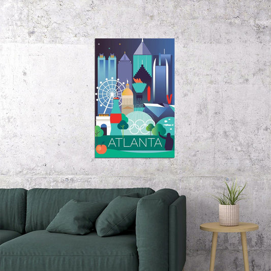 Atlanta Georgia Travel Vintage Landscape Photo Poster Wall Art Print Home Wall Decor - xonomax