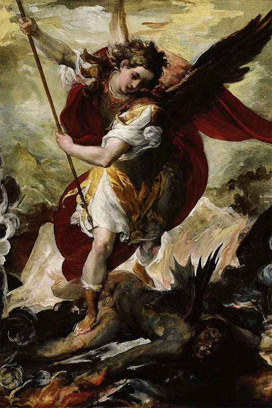 St Michael Psychedelic Illustration Slaying The Devil Poster Wall Art Print Home Wall Decor - xonomax